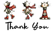Whimsical Christmas Cats Clipart, an Illustration by CraftArtStudio (Thumbnail 6 of 6)