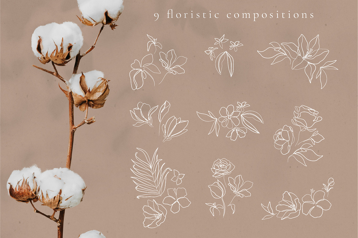 Abstract Minimalist Line Art Flowers, a Decorative Illustration by La Petite Line Art (Photo 4 of 11)
