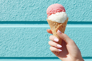 Female hand with pastel pink nails, a Food & Drink Photo by MistyDay