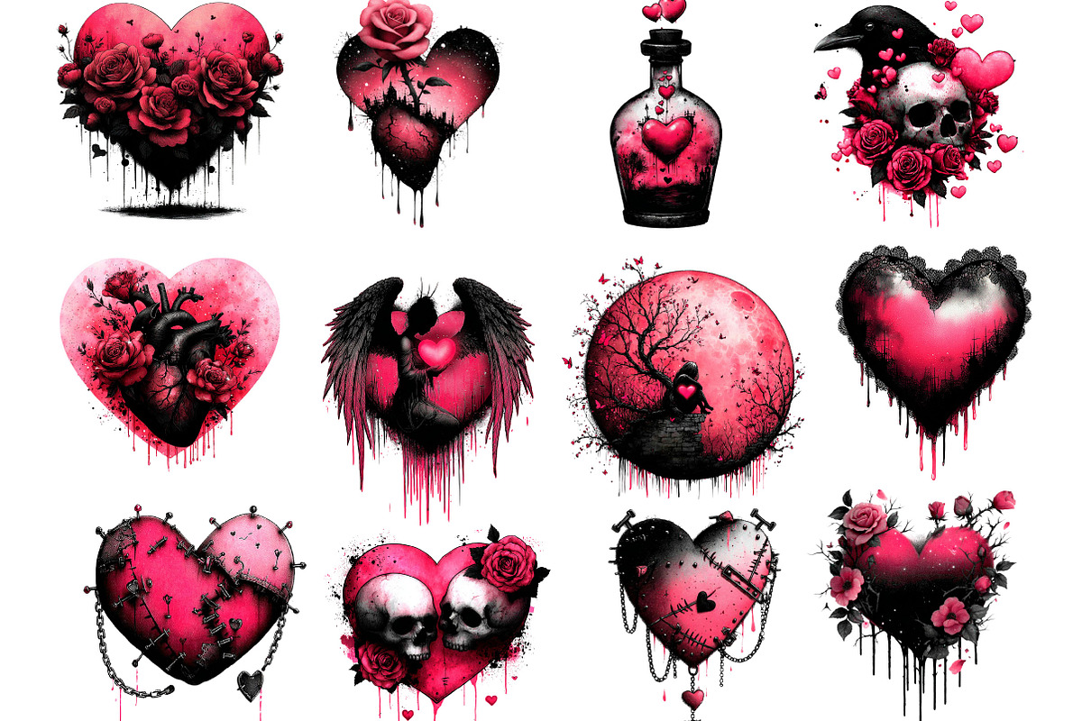 Gothic Valentines Day Sublimation, an Illustration by Designking (Photo 3 of 5)