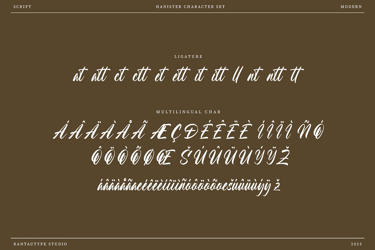 Hanister Modern Script Font, a Script Font by RantautypeStudio (Photo 17 of 17)