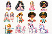 Cute Princess Clipart Bundle PNG, a Person Illustration by SugarCloudStudioArt (Thumbnail 4 of 6)
