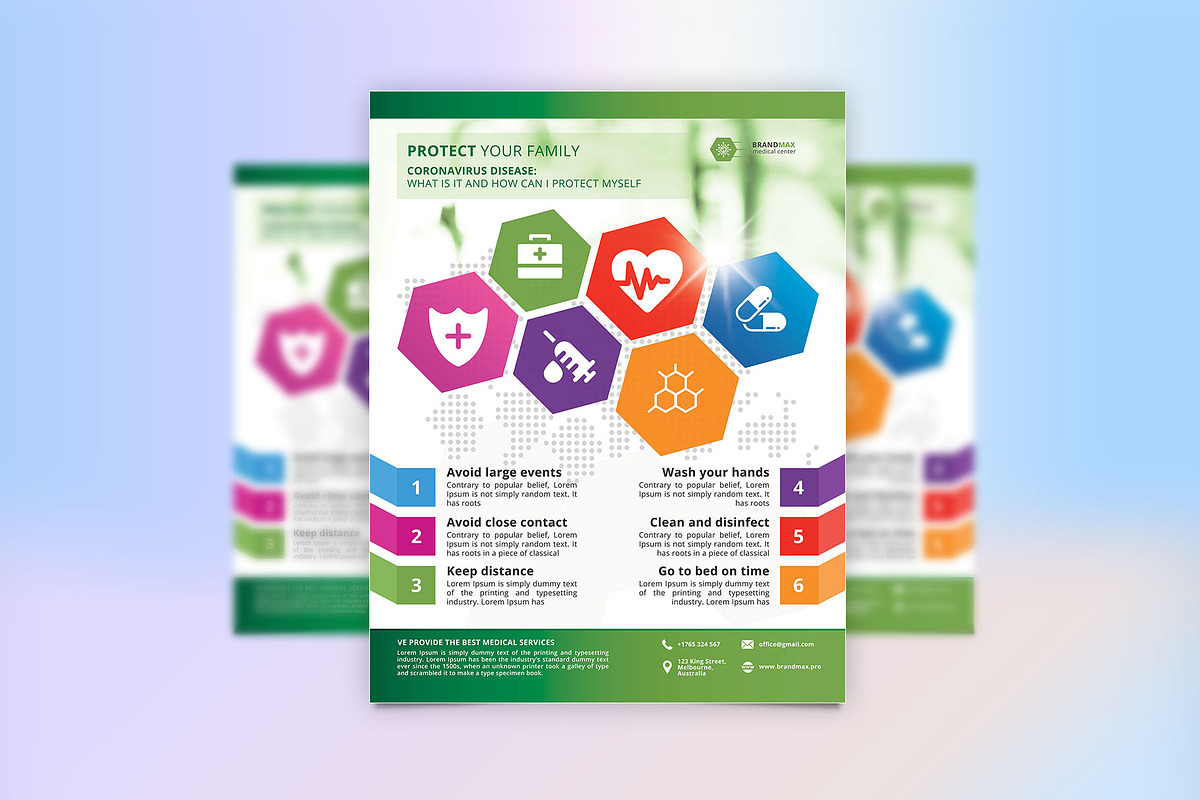 Coronavirus Medical Flyer Template, a Flyer Template by Brandmax.pro (Photo 2 of 3)
