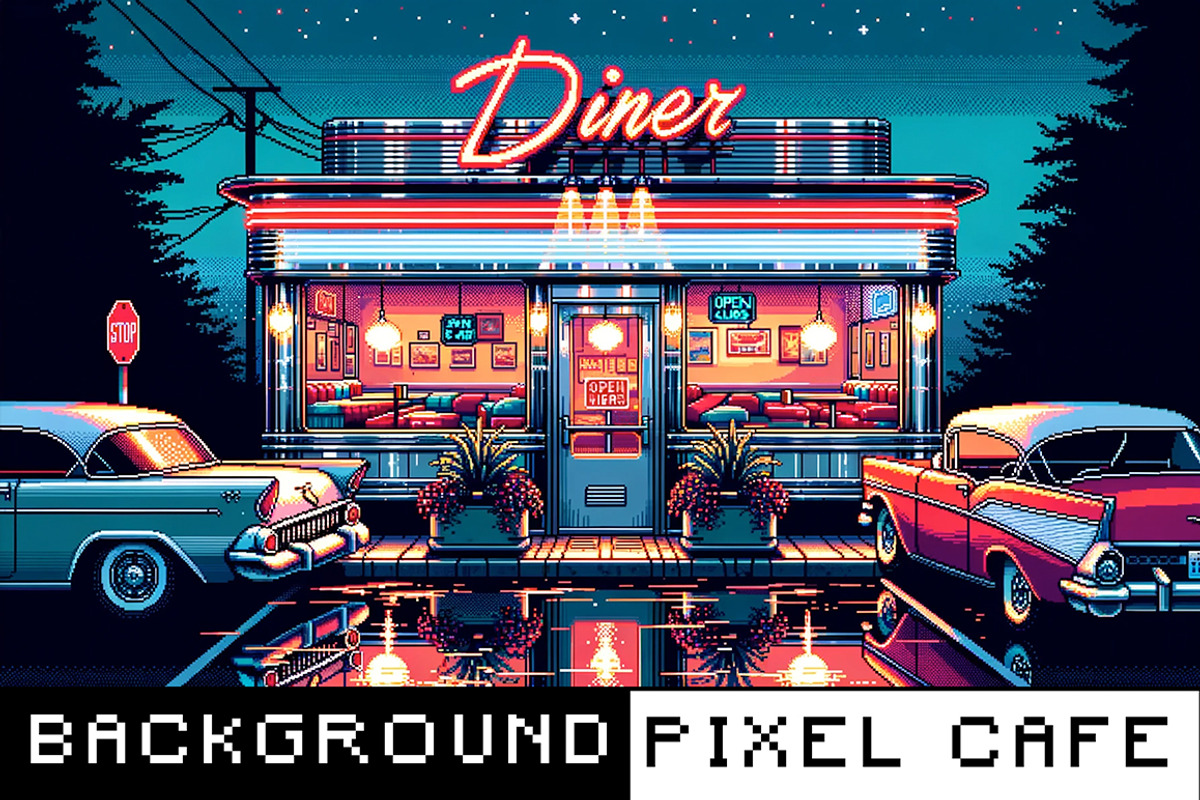 Background - Pixel Cafe, a Background Graphic by The Rusty Press (Photo 1 of 8)