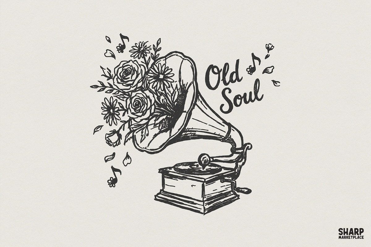 Old Soul PNG, Vintage Gramophone, an Illustration by SharpMarketplace (Photo 1 of 4)