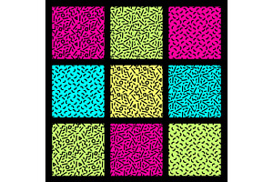 Cute Set Of Seamless Geometric Patterns In 80's Style