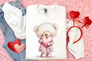 Watercolor Valentine's Teddy Bear, an Illustration by Canvas Craft (Thumbnail 4 of 6)