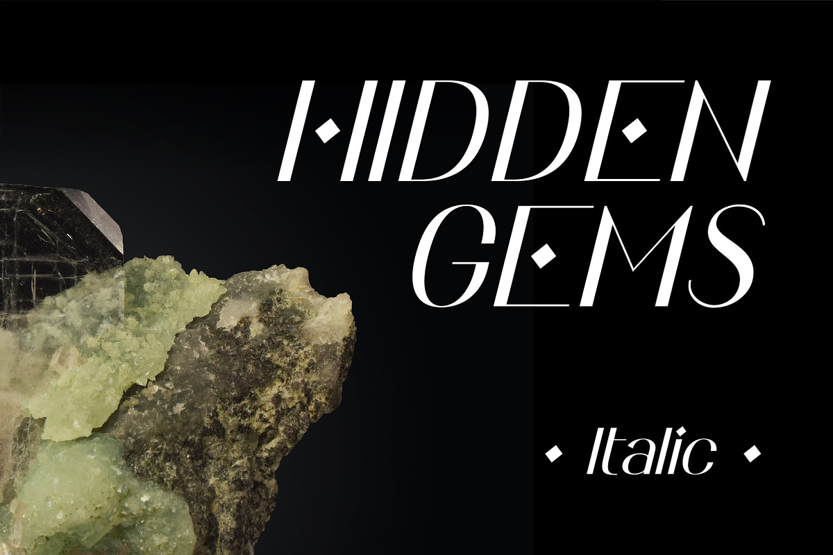 Hidden Gems - Regular Oblique, a Font by Full Circle Design Studio (Photo 1 of 2)