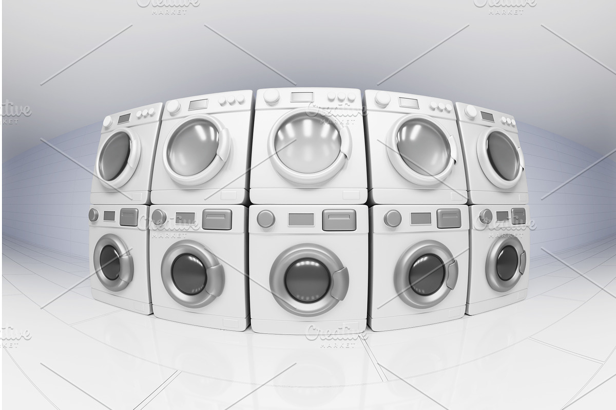 Laundromat room interior with fish, a Furniture 3D Model by Marozhkastudio