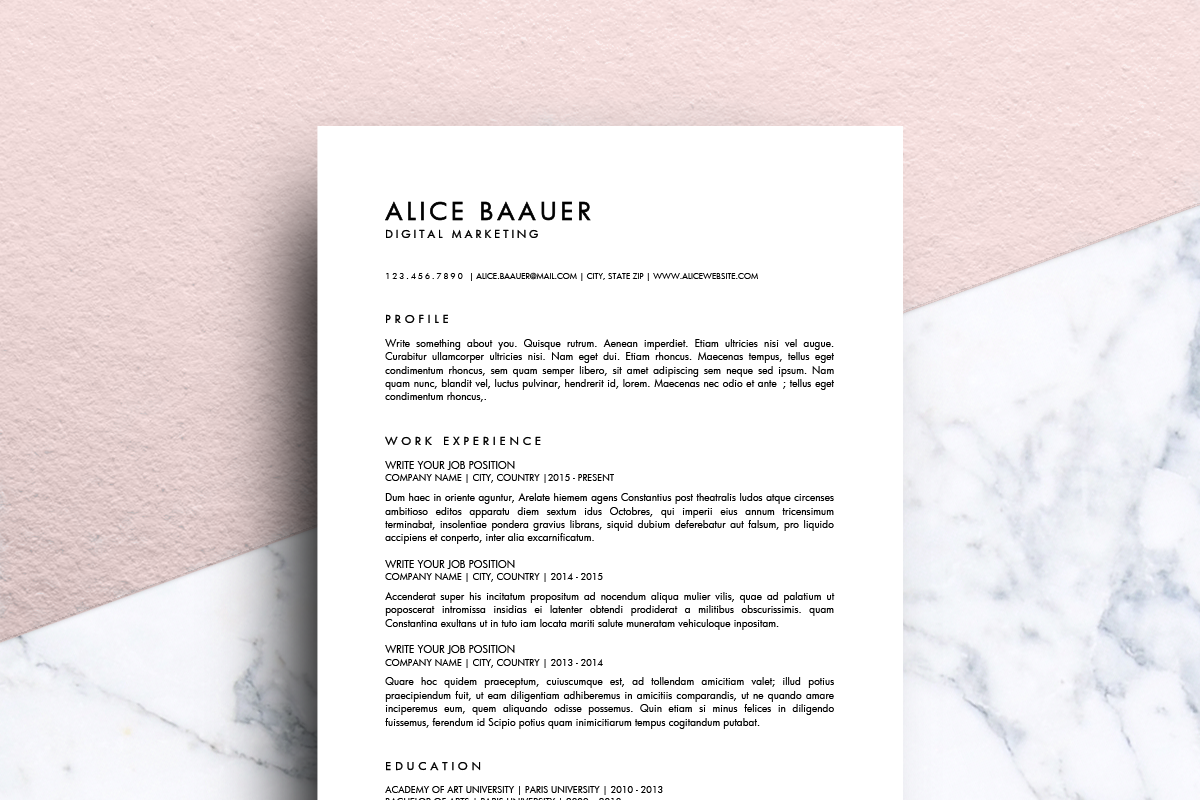 Minimalist Resume (MS Word) | Alice, a Resume Template by Priiiiiiiiiiiiiint ! (Photo 1 of 2)
