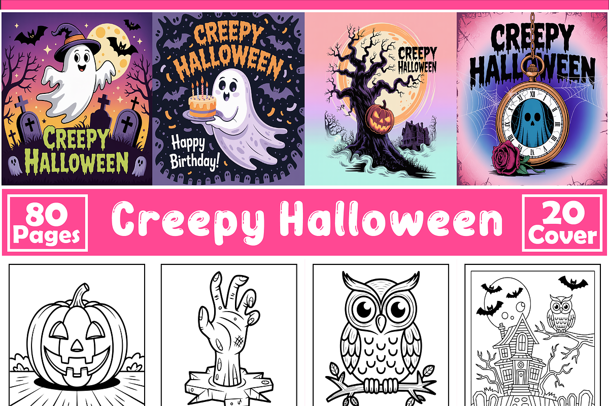 Creepy Halloween Coloring Pages, a Seasonal Illustration by Design Home (Photo 1 of 4)