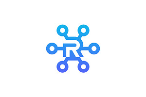 letter R network link digital logo, a Branding & Logo Template by Rasagama Studio