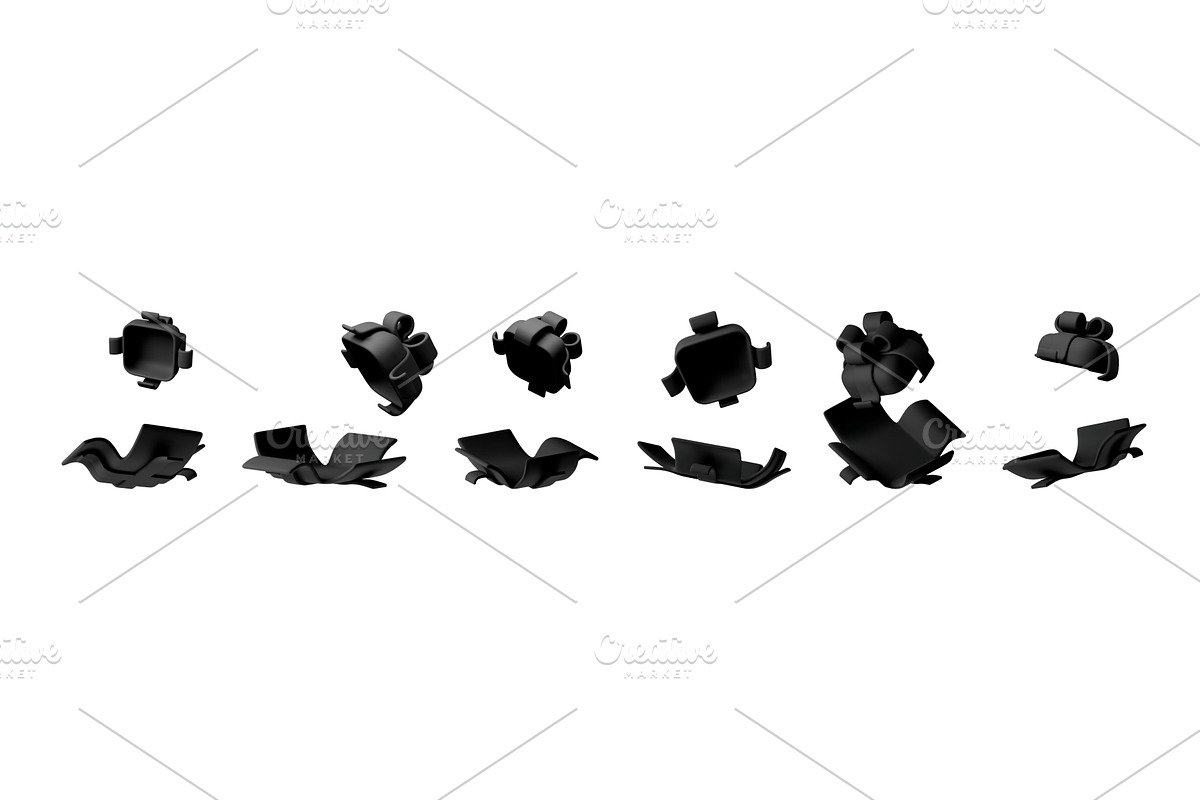 Set of black 3d gift boxes and bows, an Object Illustration by Abscent