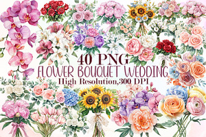 Flower Bouquet Wedding Flowers Png, an Illustration by Sublimation Artist