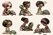 PINK TURTLE GIRL CLIPART PACK, a Person Illustration by Daring Digies (Thumbnail 4 of 10)