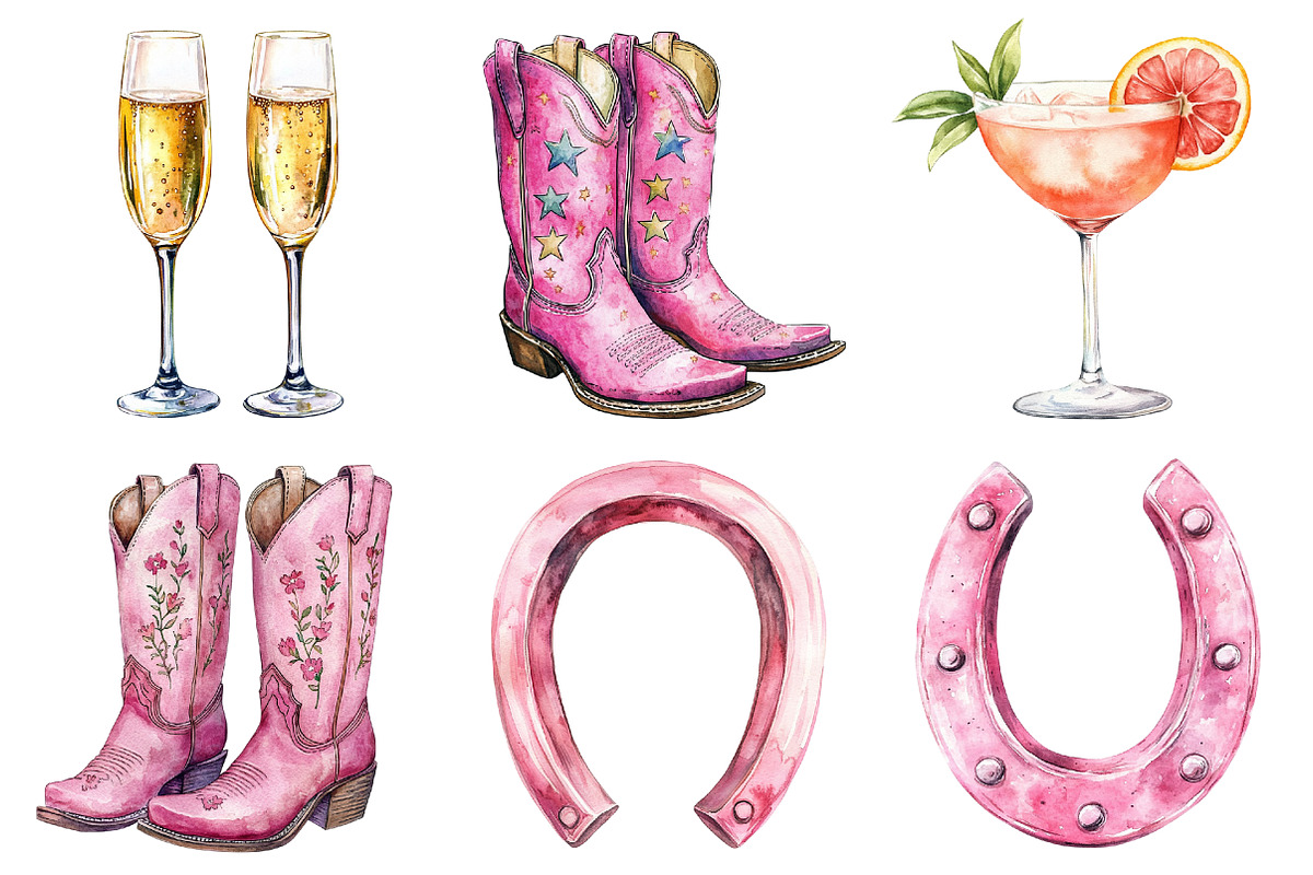 Cowgirl Bachelorette Clipart, a Seasonal Illustration by CitraGraphics (Photo 5 of 7)