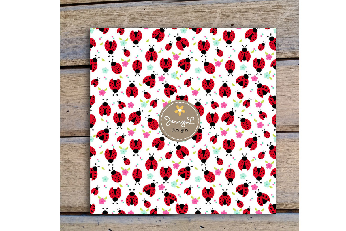 Spring Lady Bug Digital Paper Clipar, a Pattern Graphic by JennyL Designs (Photo 3 of 4)