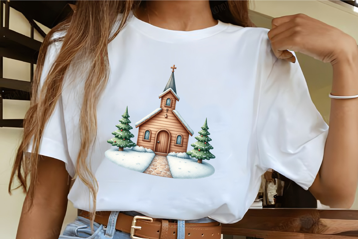 Holiday Snowy Church Clipart, an Illustration by CrexoraLab (Photo 2 of 5)