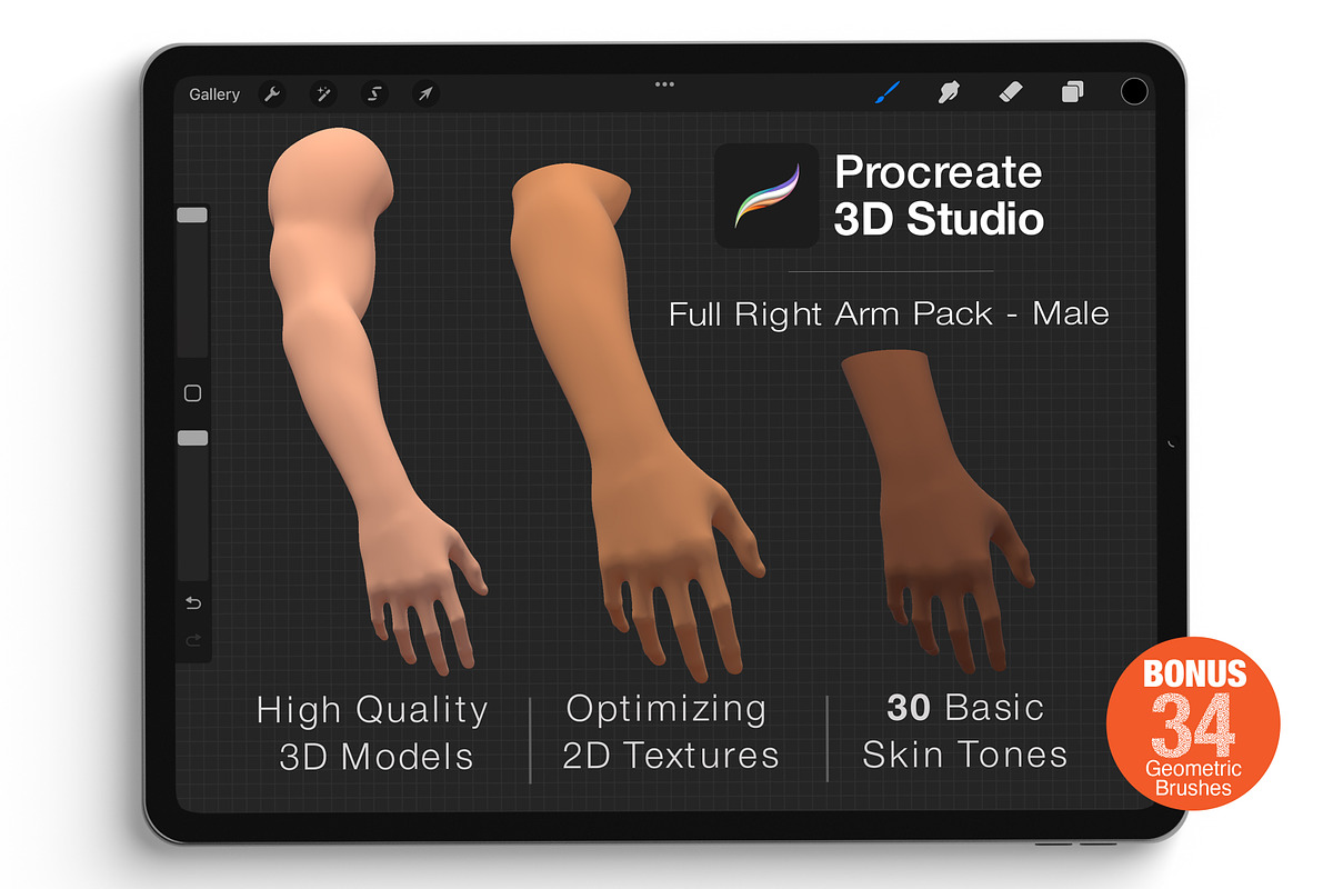 Procreate 3d Model - Right Arm male, a Characters & Person 3D Model by Procreate3dStudio (Photo 1 of 4)