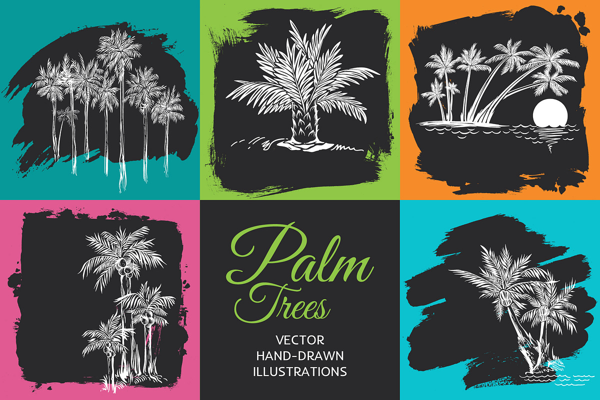 Palm Trees Drawings in Grunge Stylle, a Texture Illustration by Adiemus (Photo 1 of 7)