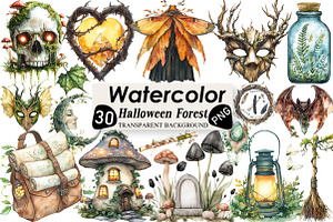 Halloween Forest Nymph Fray Clipart, an Illustration by Black Bird Studio