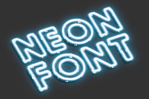 Blue Neon Capital Letters 3D Model