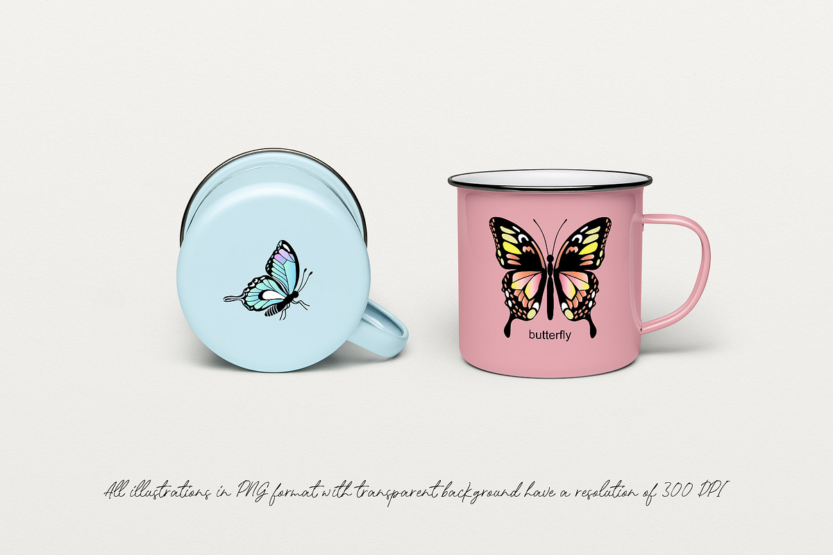 Butterflies vector collection, a Decorative Illustration by Glass Cat Design (Photo 3 of 10)
