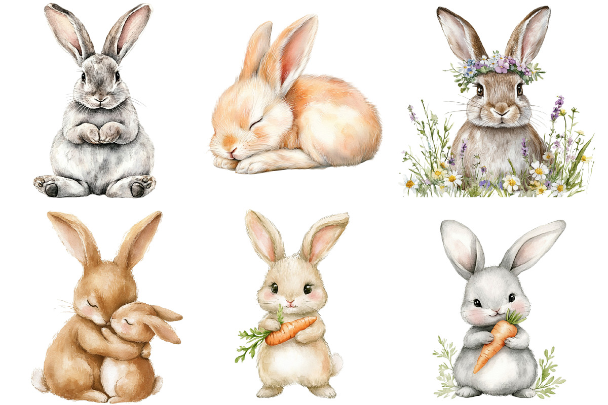 Mama Bunny Clipart PNG, an Illustration by SinaCreation