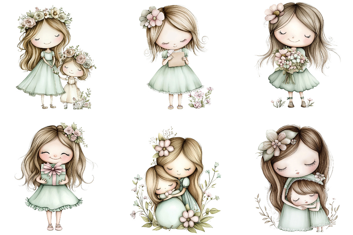 Mother's Day Girls Clipart, an Illustration by Designking (Photo 5 of 5)