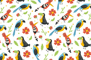 Parrot Birds Seamless Pattern