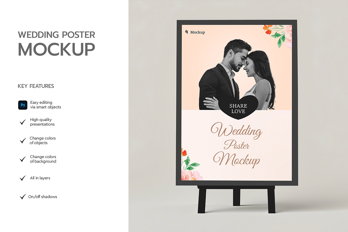 Elegant Wedding Poster Mockup, a Product Mockup by graphypix (Photo 2 of 4)