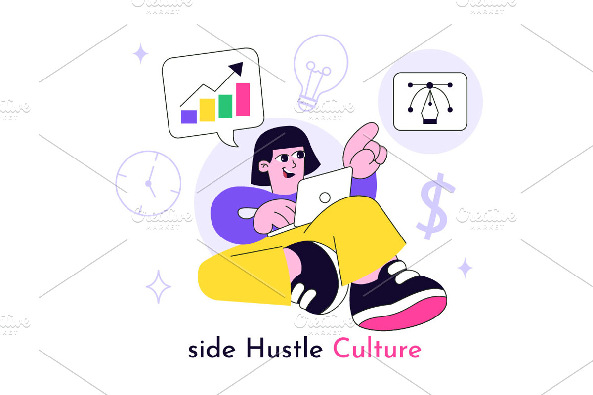 10 Side Hustle Culture Illustration, a Finance Illustration by denayunebgt (Photo 4 of 4)