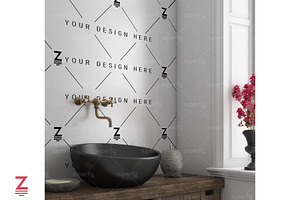 Wall Mockup Bathroom Scene SM44