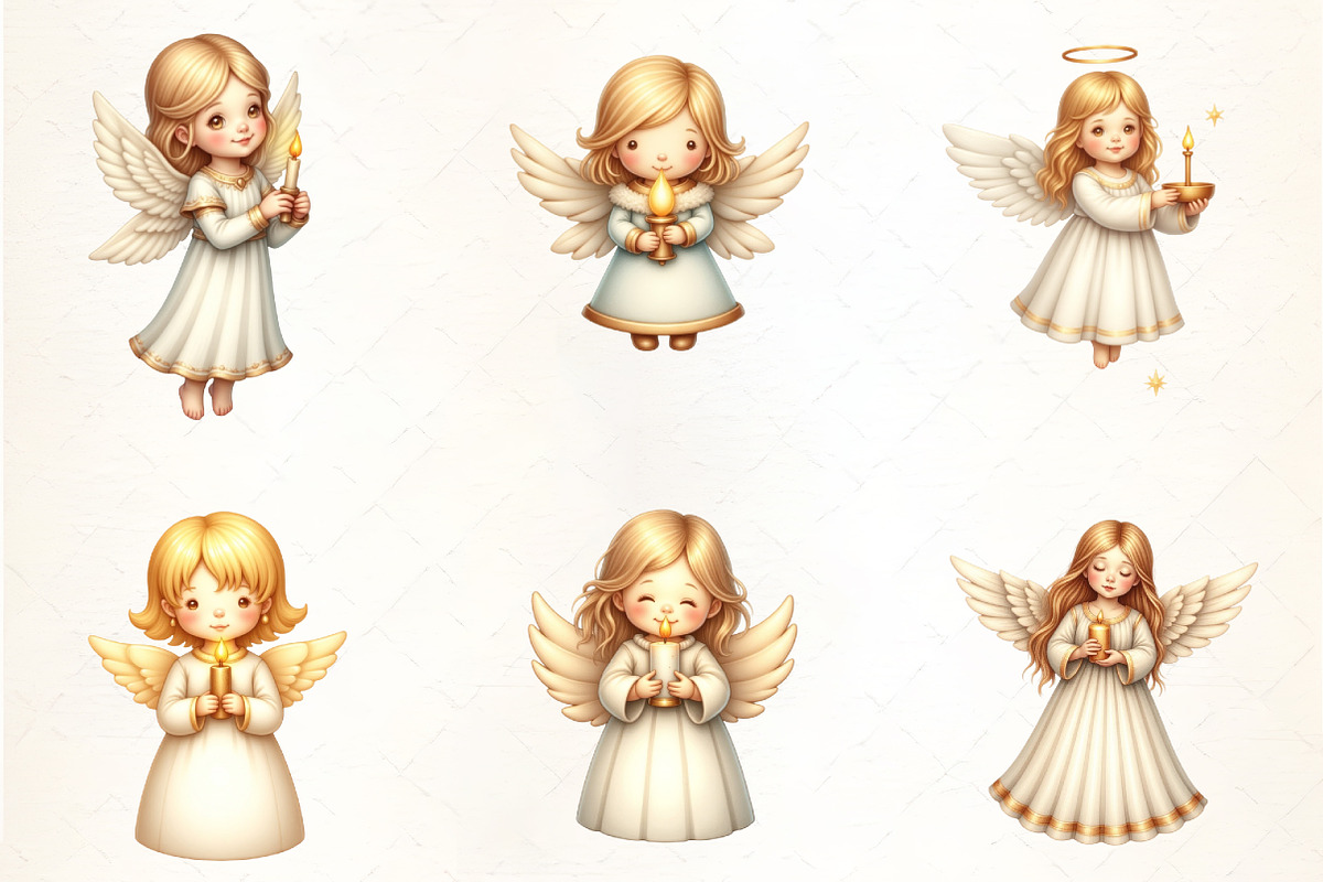Christmas Angel with Candle Clipart, an Illustration by CrexoraLab (Photo 2 of 5)