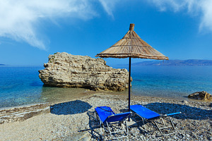 Summer morning Pulebardha beach (Albania)., a Nature Photo by YuriyB