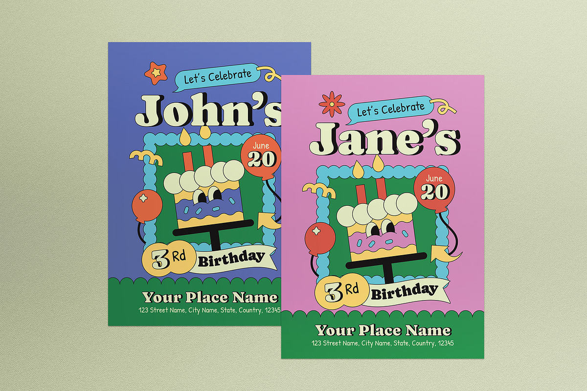 Cartoon Kids Birthday Invitation, an Invitation Template by graphicook (Photo 1 of 3)