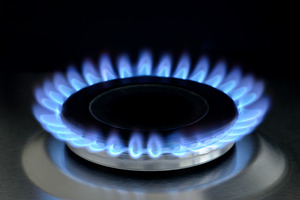 Natural gas burning on gas stove featuring natural gas, flame, and fire