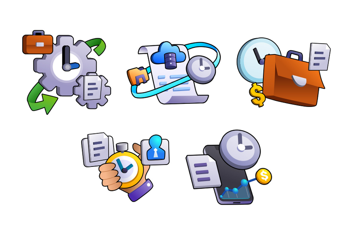 Work Time Tracking Illustration, an Object Illustration by SLAB! Design (Photo 2 of 2)