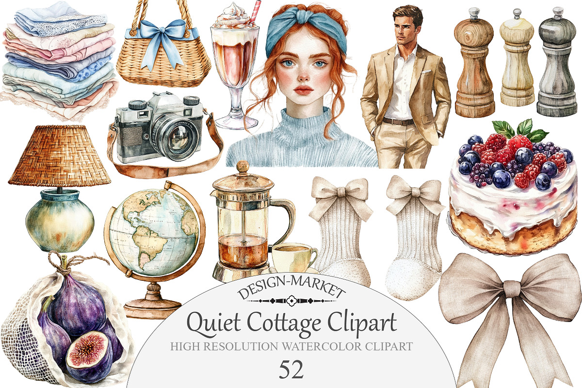 Watercolor Quiet Cottage Clipart, an Illustration by Design Market (Photo 1 of 5)