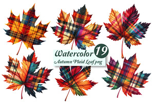 Autumn Plaid Leaf Clipart, an Illustration by Designworld