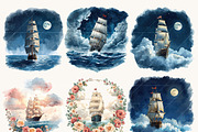 Watercolor Dream Ships Clipart, a Transportation Illustration by Design Scotch (Thumbnail 3 of 8)