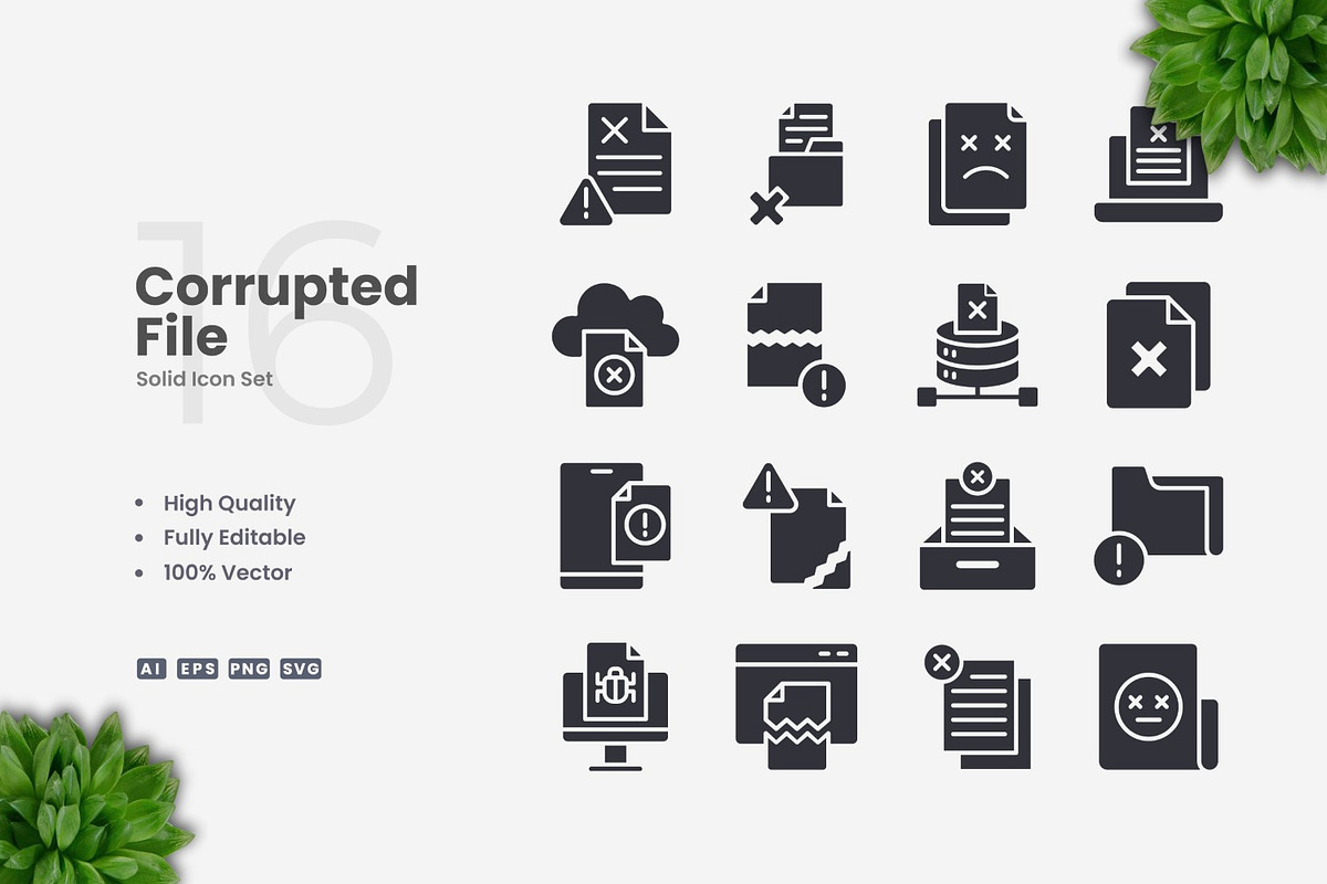 Corrupted File Solid Icons, an Icon by Upnowgraphic