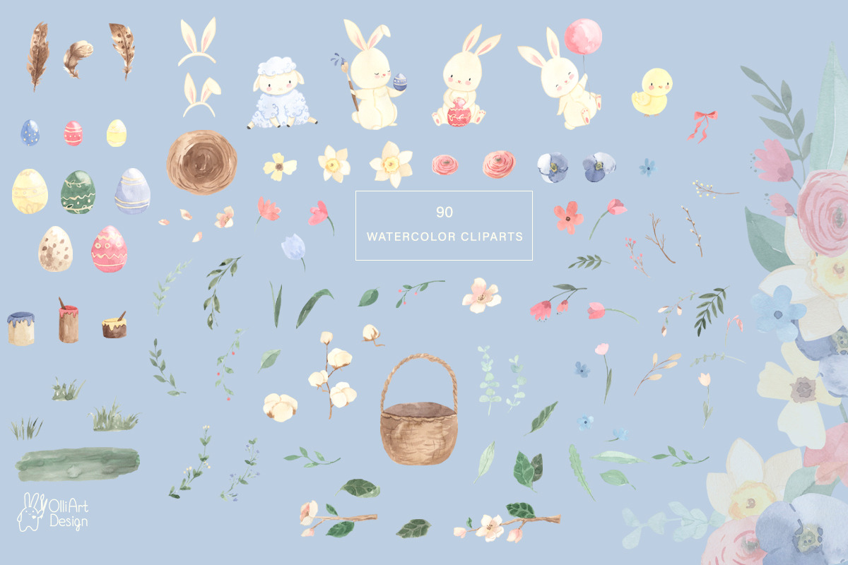 EASTER clipart. Watercolor set, an Animal Illustration by OlliArtDesign (Photo 3 of 12)