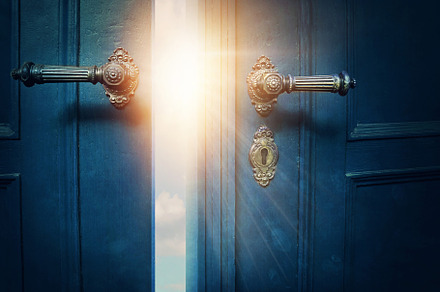 Open blue door, an Abstract Photo by EleSArtDesign