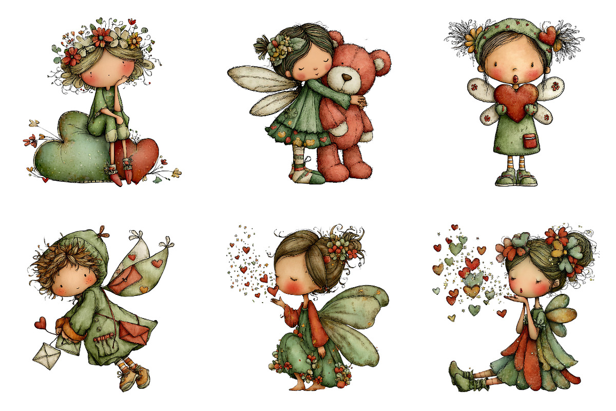 Whimsical Valentin Fairy Clipart, an Illustration by CreationArt (Photo 6 of 6)