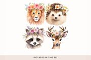 Animals in Floral Crowns Clipart, a Decorative Illustration by illuztrate (Thumbnail 4 of 9)