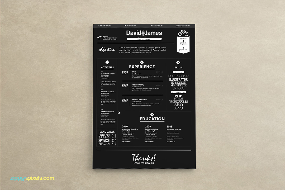 Resume & Cover Letter Template Set, a Resume Template by ZippyPixels (Photo 4 of 6)