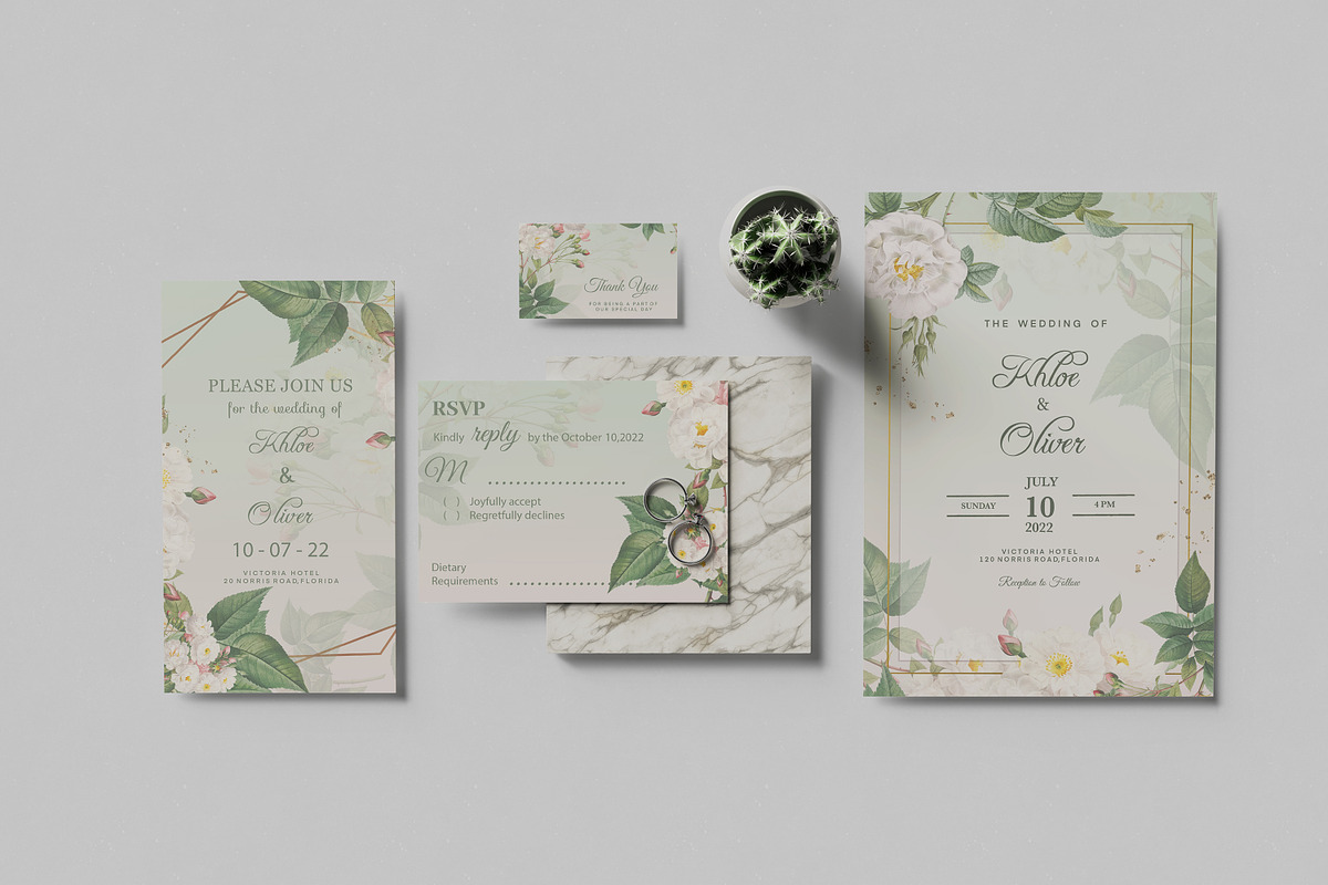 Wedding Invitation Stationery Mockup, a Print Template by bimockup (Photo 4 of 9)