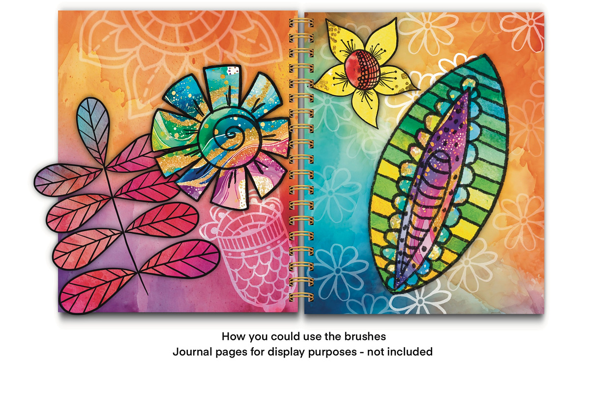 Procreate Art Journal Flower Brushes, a Brush Add-On by Soaring Bird Designs (Photo 2 of 5)