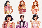Glittery Pink New Year's Eve Clipart, an Illustration by NadiaTheronArt (Thumbnail 4 of 5)